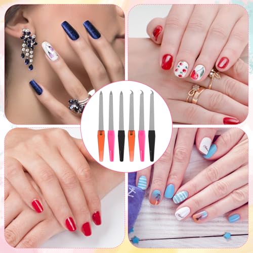 6 PCS Diamond Deb Metal Nail Files Stainless Steel with Pointed Tip