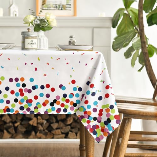 Horaldaily Birthday Tablecloth - White 60x104 Inch Rectangular Celebration Decor