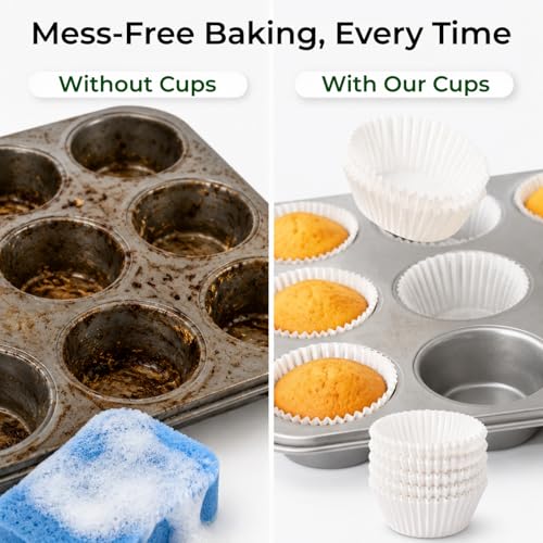 Non-Stick Cupcake Liners - Greaseproof Baking Muffin Cups (200 Pack)