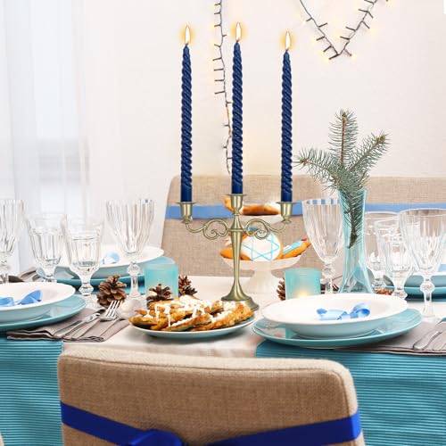 Navy Blue Spiral Taper Candles - 10 Inch, Dripless, 4 Pack