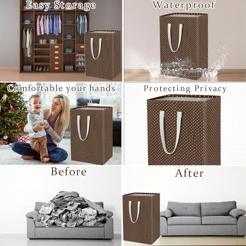 TeLUVHome Collapsible Laundry Hamper with Leather Handles - Large Waterproof
