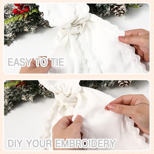 White Wreath Sash for Front Door - DIY Monogram Embroidery, 5'' x 54''