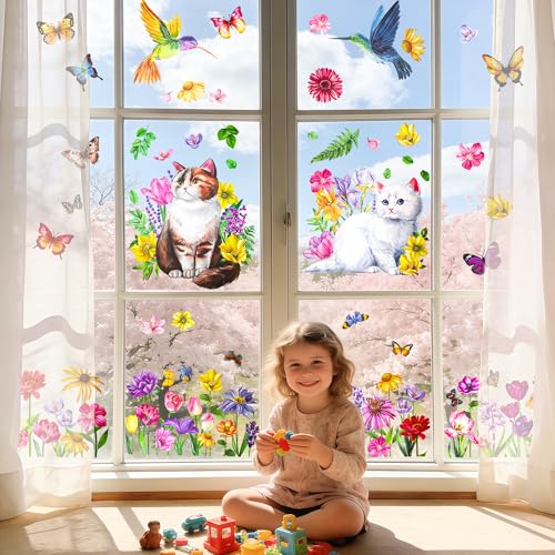 Spring Flower & Butterfly Window Clings - 88pcs Set