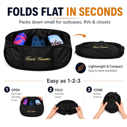 Travel Fanatics 60L Collapsible Laundry Basket with 3 Sorting Dividers