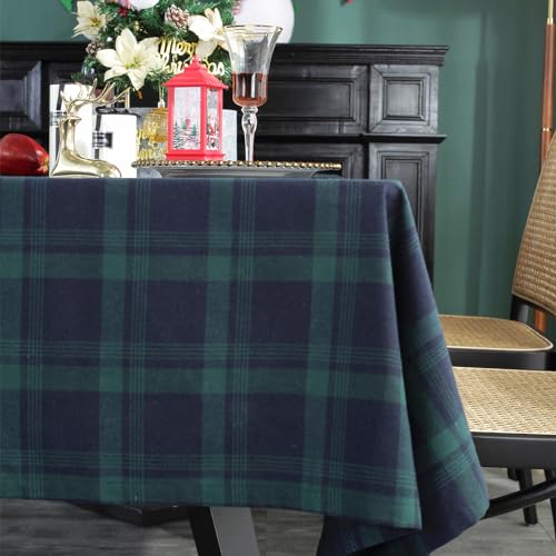 Rectangle Fabric Tablecloth Set - Blue & Green Plaid, 55 x 79 Inches, 2 Pack - Holiday Dining Cover