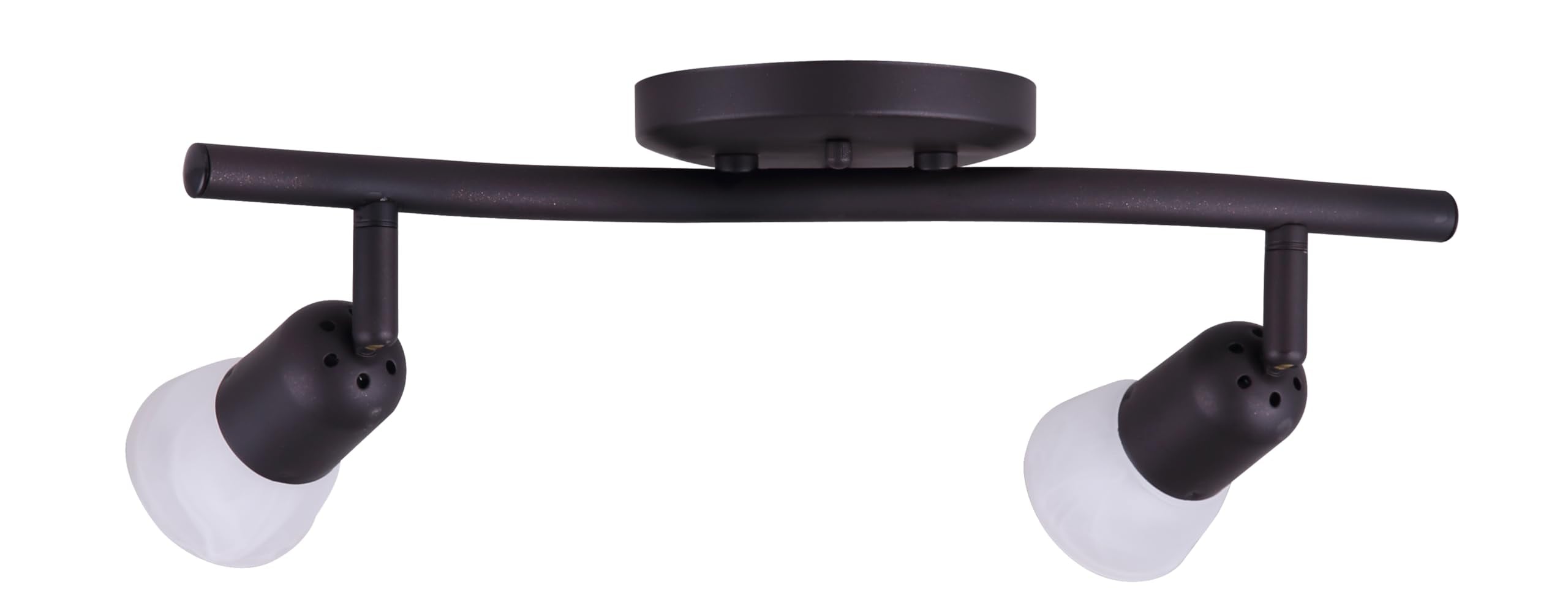 Canarm James 2-Light Track Lighting, Oil Rubbed Bronze Finish, Adjustable Alabaster Glass Shades, 15" Wide Industrial Ceiling Spotlight for Kitchen, Living Room, Hallway