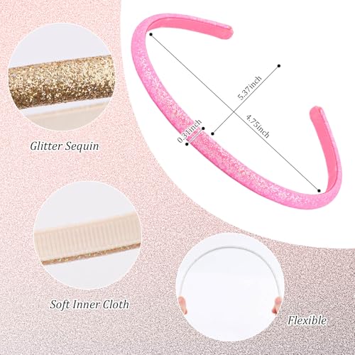 Tihebax 10-Piece Glitter Sparkly Headbands for Girls Kids and Toddlers Non-Slip