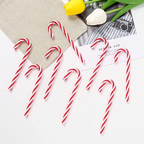 16pcs Christmas Candy Cane Ornaments - Red & White Plastic Decor
