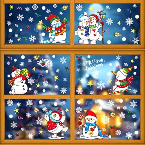 147 Pcs Christmas Window Clings - Snowflake Decorations for Holiday Decor