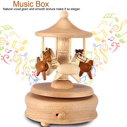 Carousel Music Box Beech Wood Castle in the Sky Melody Gift