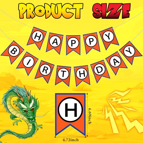Anime Happy Birthday Bunting Banner with Black Letters