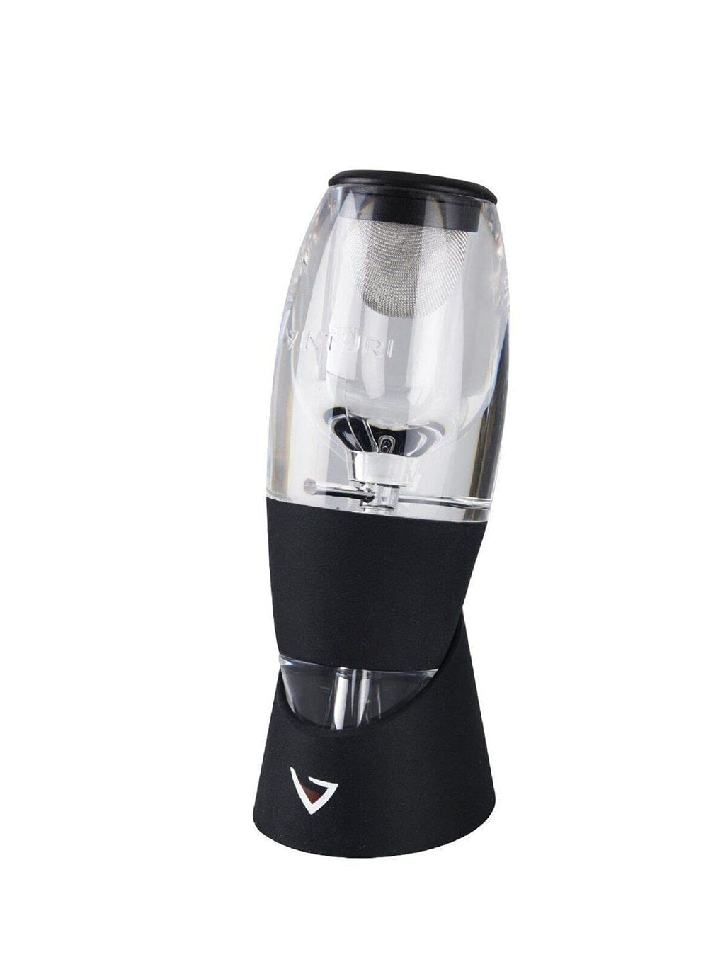 Vinturi Wine Aerator Deluxe Essential Red Wine Pourer and Decanter Tower Stand Set Easily and Conveniently Aerates Wine by the Bottle or Glass and Enhances Flavors with Smoother Finish, Black
