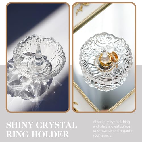 H&D Crystal Round Ring Holder Dish - 4 Inch Decorative Jewelry Tray
