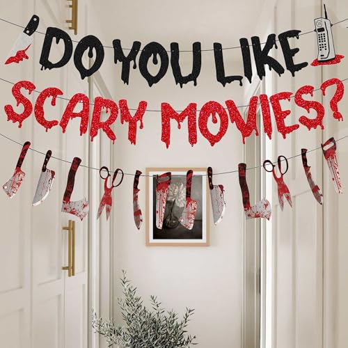 Red Glitter Happy Birthday Banner - Halloween Party Decorations