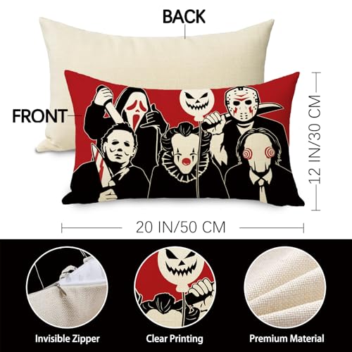 Halloween Horror Movie Characters Decorative Pillow Cover - 20" x 12"