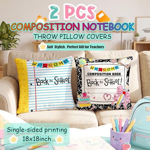 Chicplaid Composition Notebook Throw Pillow Covers - 18x18, 2 Pack