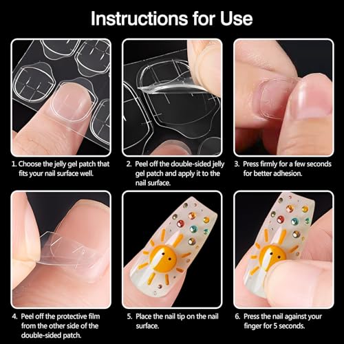 Kootinn 600 Pcs Adhesive Nail Tabs Waterproof Double-Sided Gel Stickers