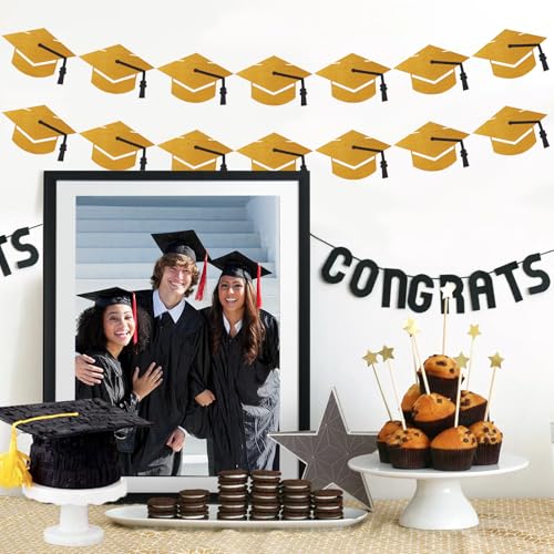 Pre-Strung Glitter Graduation Cap Banner for Class of 2026