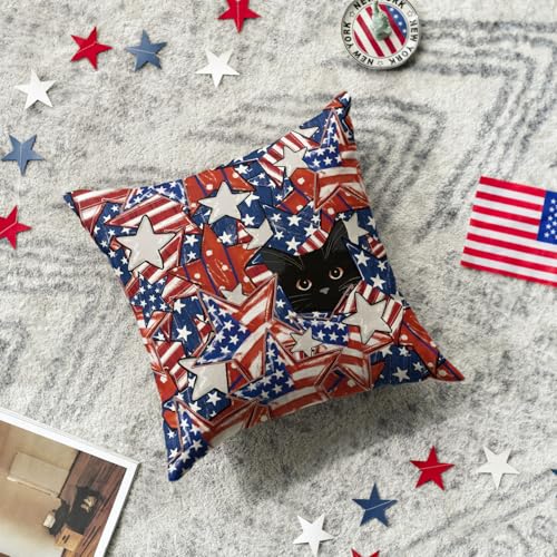 AVOIN Colorlife 4th of July Patriotic Stars Pillow Cover 18x18