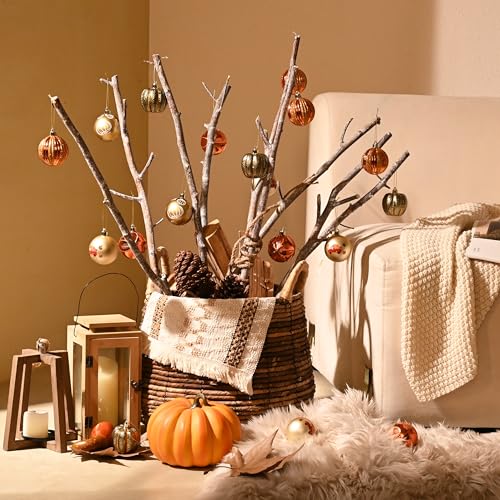 12ct Shatterproof Pumpkin Ornaments Set for Autumn Decor