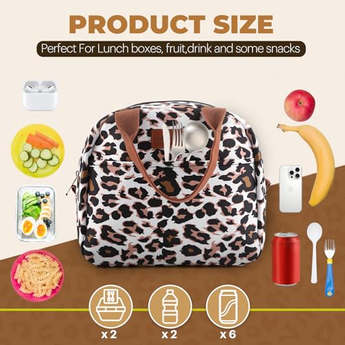 EASYFUN Insulated Lunch Bag - Large Leakproof Cooler Tote, Panther Brown