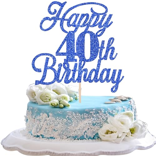 40th Birthday Cake Topper - Glitter Cheers to 40 Years Design