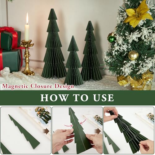 Paper Jazz 12 Inch Christmas Tree Honeycomb Decoration - Green, 3 Pieces
