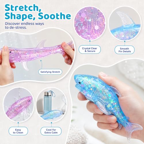 Squishy Shark Stress Ball - Cute Blue Vase Filler for Anxiety Relief