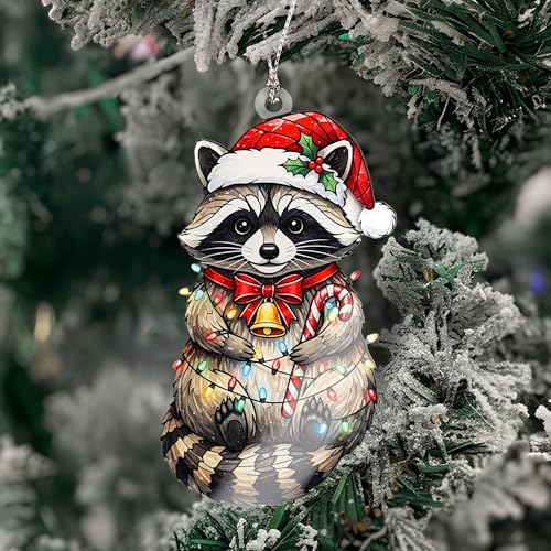 Raccoon Christmas Ornament - Funny Holiday Animal Decor - White Elephant Gift
