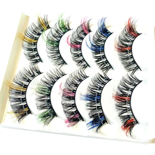 Sunniess Ombre Colored Silk False Eyelashes Fluffy Wispy D Curl