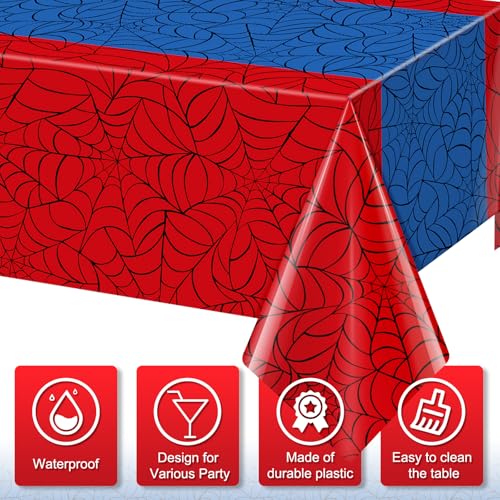 3Pcs Spider Web Hero Disposable Tablecloths - 54x108 Inch Party Table Cover
