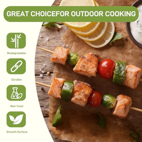 100-Pack 6-Inch Heavy-Duty Bamboo Skewers - Unbleached & Eco-Friendly