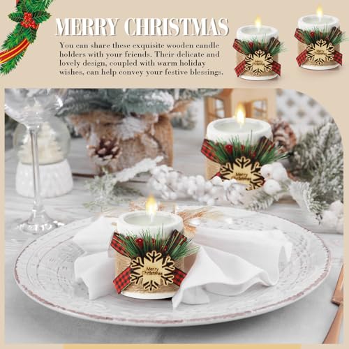 Christmas Wood Tealight Holder & Tea Lights Set - Snowflake White, 24 Pieces