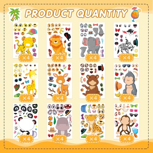 Mixed Animal Stickers for Kids - Make Your Own Safari Faces