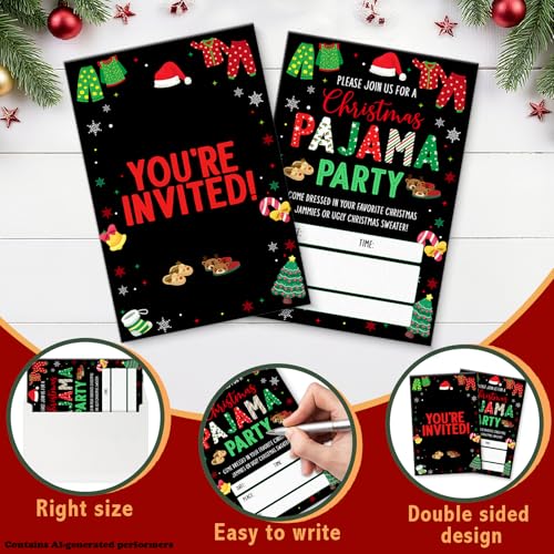 Christmas Party Invitations with Envelopes - 20 Pack Holiday Invitations