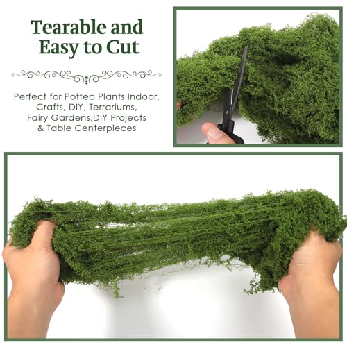 ARTKAIKE Fake Moss for Crafts, 7oz Artificial Dark Green Moss for Terrariums