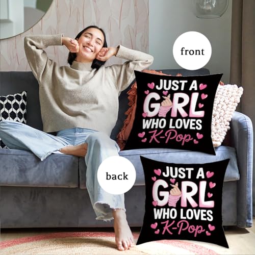 Banime Anime Throw Pillow Cover 18x18, Soft Flannel K-pop Room Decor