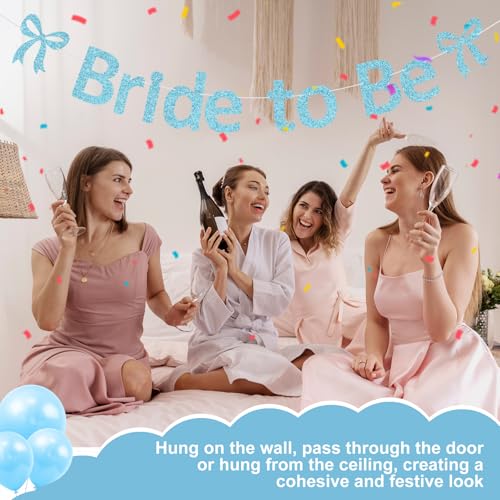 Bride to Be Glitter Banner - Pre-Strung Light Blue Bachelorette Garland