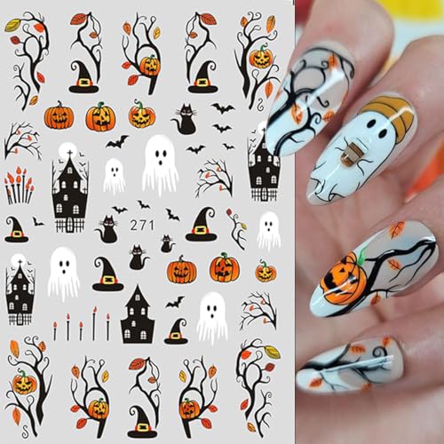 Halloween Nail Art Stickers 8 Sheets 3D Self Adhesive Decals