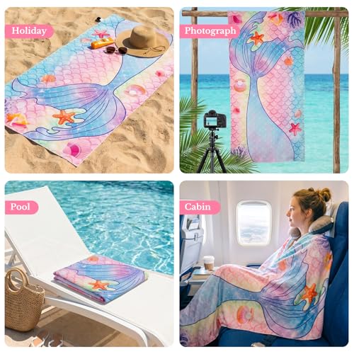 SpaceTime Whale Microfiber Beach Towel, Oversized Quick Dry Sand-Free Towel