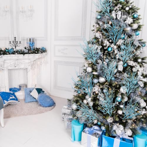 Blue Coastal Christmas Picks Set of 24 - Beachy Holiday Decor