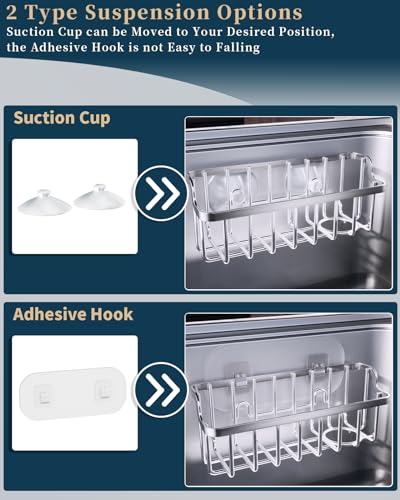 Stainless Steel Ladder Sink Caddy - Rustproof Sponge Holder with 2 Installation Methods