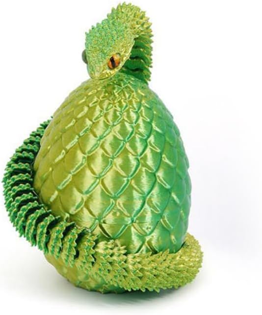 Skiennix 3D Printed Luminous Green Dragon Egg - Articulated Crystal Décor for Home & Office