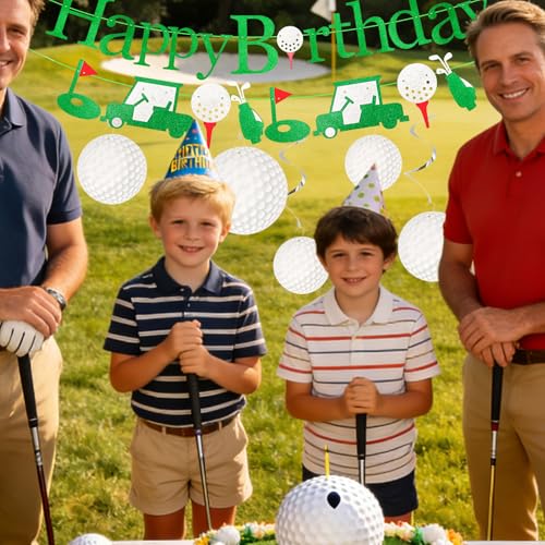 Golf Birthday Party Decorations Set - Banners & Hanging Swirls