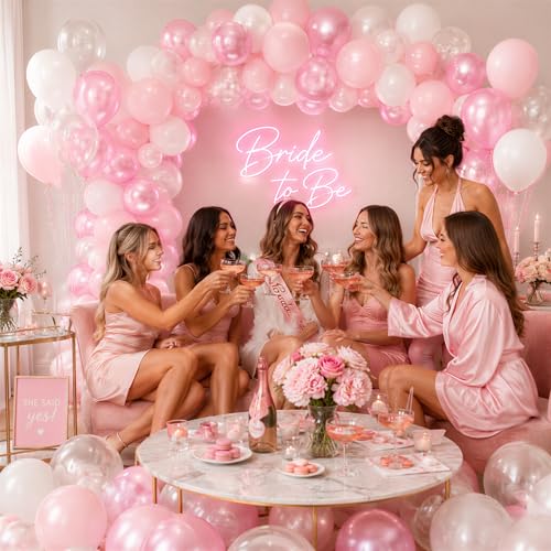 Pink and White Balloons 60-Piece 12-Inch Latex Balloon Kit for Party Decor