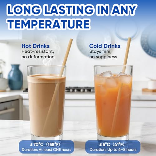 300 Compostable Brown Paper Straws - 7.75" Eco-Friendly Drinking Straws