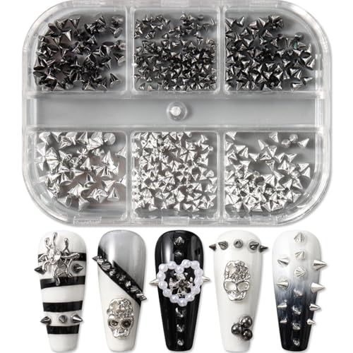 Punk Bullet Rivet Nail Charms 3D Cone Metal Studs for DIY Nail Art