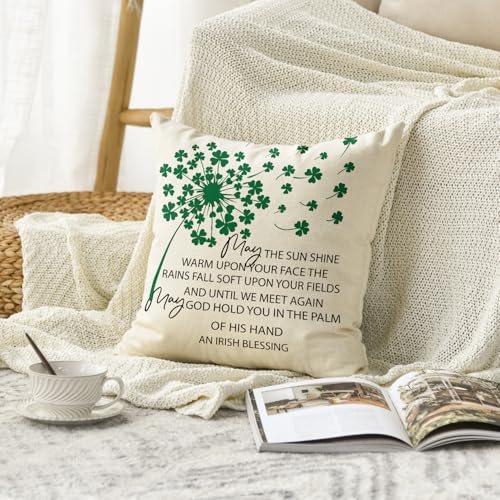 St. Patrick's Day Lucky Clover Throw Pillow Cover - 18x18 Inch