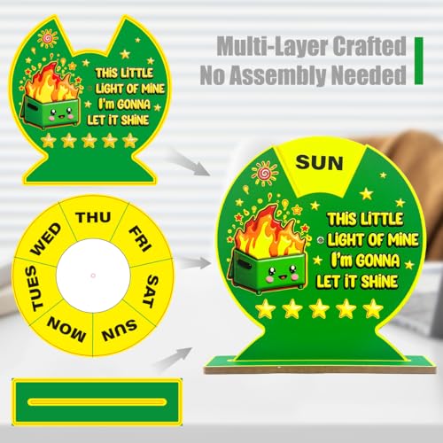 Funny Wooden Dumpster Fire Desk Accessory with Rotating Display