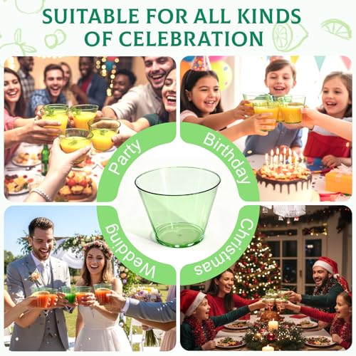 Glowserve 9 oz Green Disposable Plastic Cups – 50 Pack for Parties